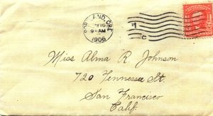 IMAGE: Envelope addressed to Alma Johnson